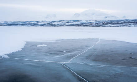 Blank ice on the lake Torneträsk