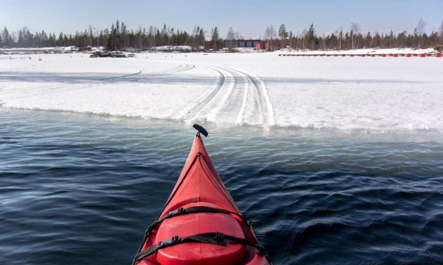 Snowmobile tracks on the sea ice