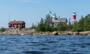 Gåsören with its two lighthouses