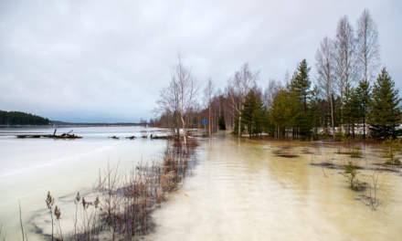 Flooded waterside promenade