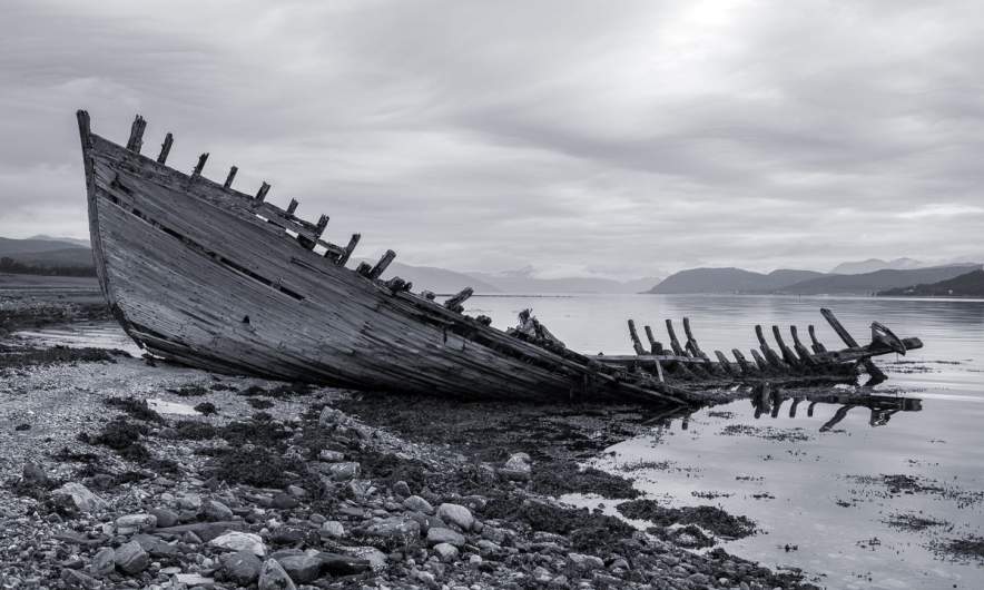 Shipwreck on the island Kvaløya