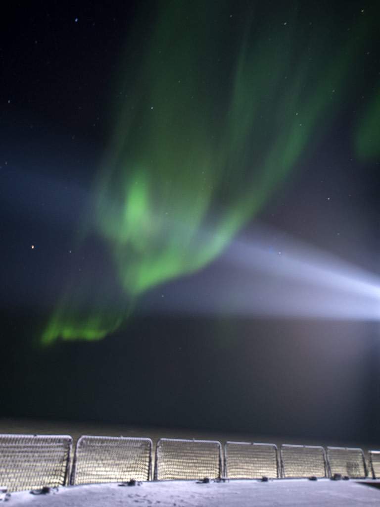 Polar light on the heli deck