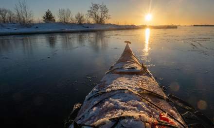 In the kayak on fresh ice