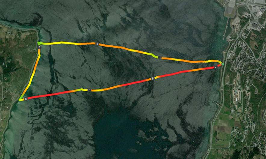 The route today (7.1 km, 5.9 kph)