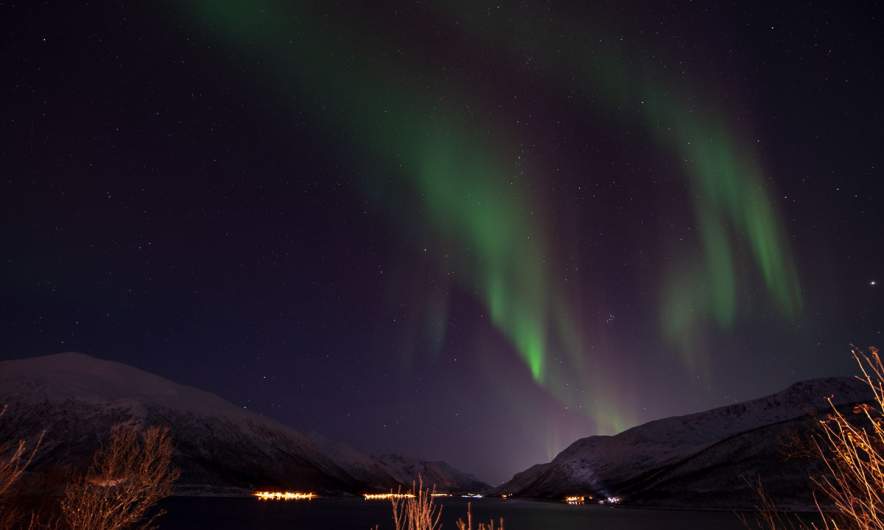 The first polar lights above the fjord