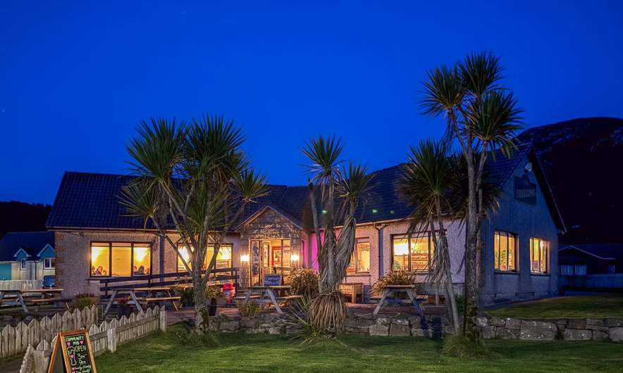 Palms outside the pub in Gairloch