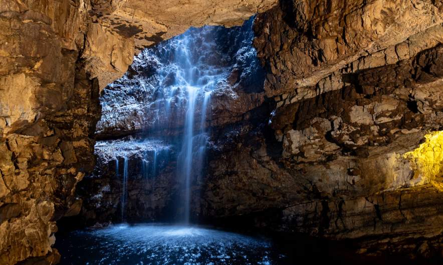 The waterfall in Smoo Cave