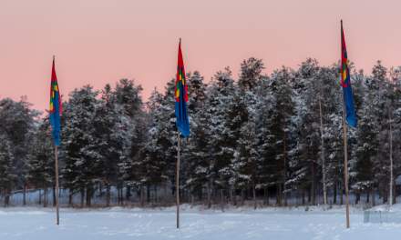 Sámi flags on the lake Talvatissjön