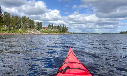 Paddling north to the beach
