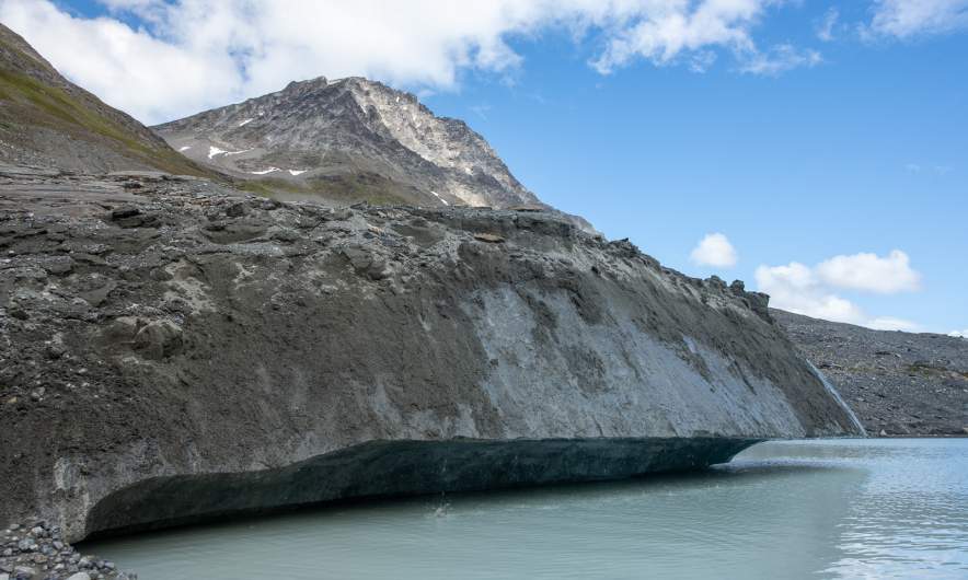 Covered glacier ice