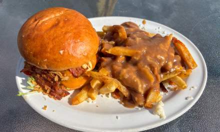 Burger with poutine