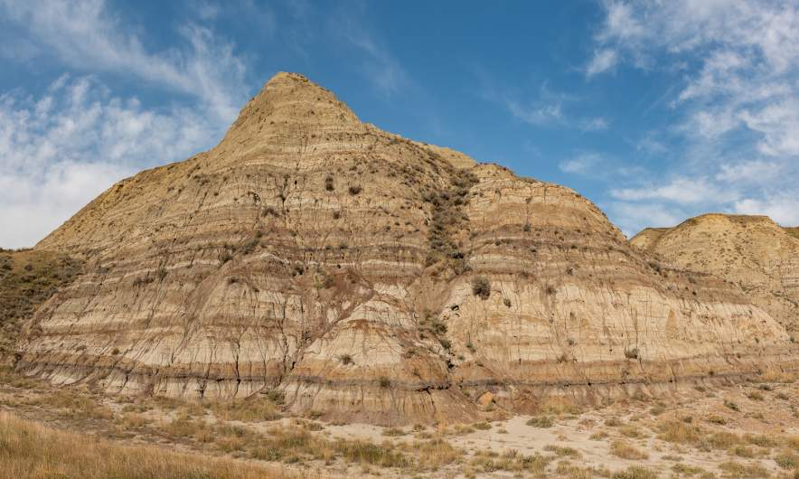 A badlands butte