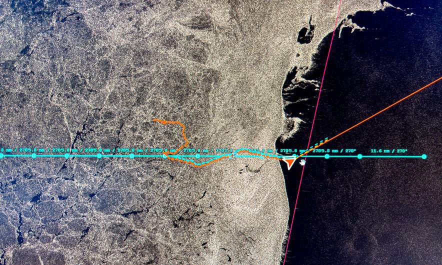 Our track and satellite image